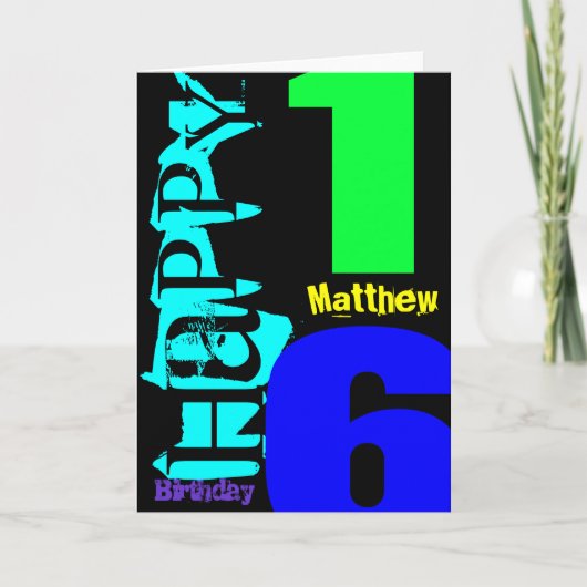 Gepersonaliseerde 16e verjaardag POP Wenskaart Kaart (Voorkant)