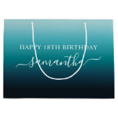 Gepersonaliseerde 18e verjaardag Blauwgroen gradië Groot Cadeauzakje (Voorkant)