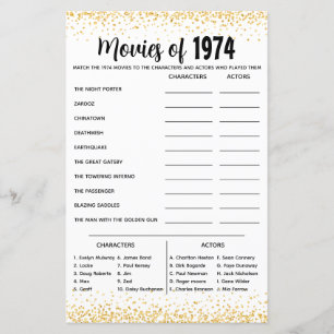Gepersonaliseerde 1974 Trivia Quiz voor gouden bru