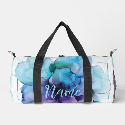 Gepersonaliseerde 19" Duffle Bag - Waterverf Flowe Plunjezak (Voorkant)