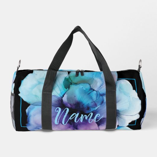 Gepersonaliseerde 19" Duffle Bag - Waterverf Flowe Plunjezak (Achterkant)