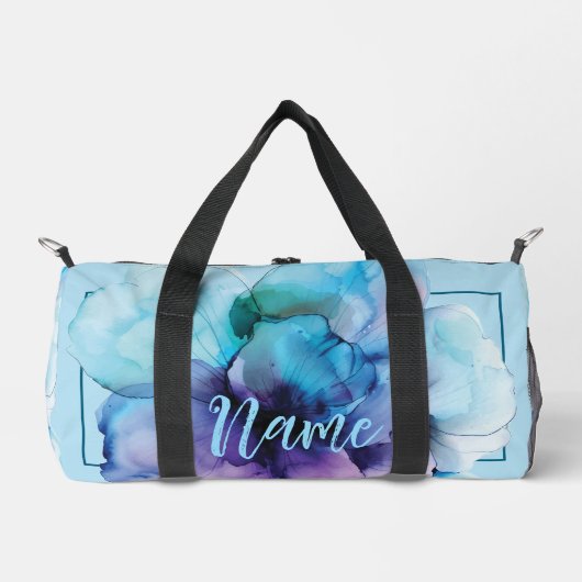 Gepersonaliseerde 19" Duffle Bag - Waterverf Flowe Plunjezak (Voorkant)