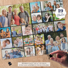 Gepersonaliseerde 19 Fotocollage aangepaste kleur Legpuzzel