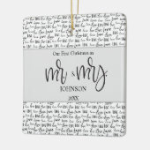 Gepersonaliseerde 1 e kerstfeest huwelijksliefde b keramisch ornament (Links)