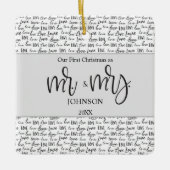 Gepersonaliseerde 1 e kerstfeest huwelijksliefde b keramisch ornament (Voorkant)