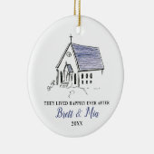 Gepersonaliseerde 1 e kersthuwelijkskapel keramisch ornament (Rechts)