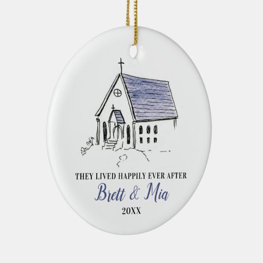 Gepersonaliseerde 1 e kersthuwelijkskapel keramisch ornament (Rechts)