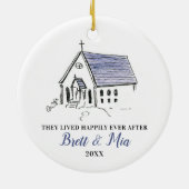 Gepersonaliseerde 1 e kersthuwelijkskapel keramisch ornament (Achterkant)