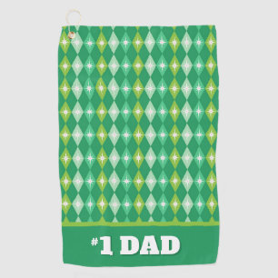 Gepersonaliseerde #1 Papa Groene Kerstmis Golf Bal Golfhanddoek