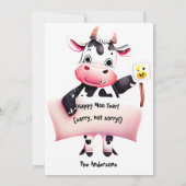 Gepersonaliseerde #1 Papa Joke Grappige Koe Nieuwj Kaart (Achterkant)