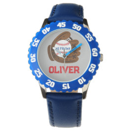 Gepersonaliseerde #1 Pitcher Boy's Baseball Horloge