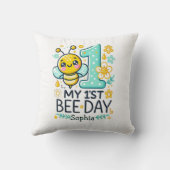 Gepersonaliseerde 1e Bijendag Verjaardag Kussen (Achterkant)