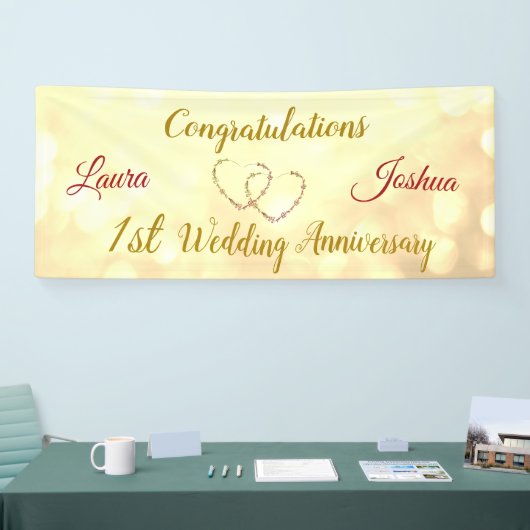 Gepersonaliseerde 1e bruiloft Jubileum Banner (Beurs)