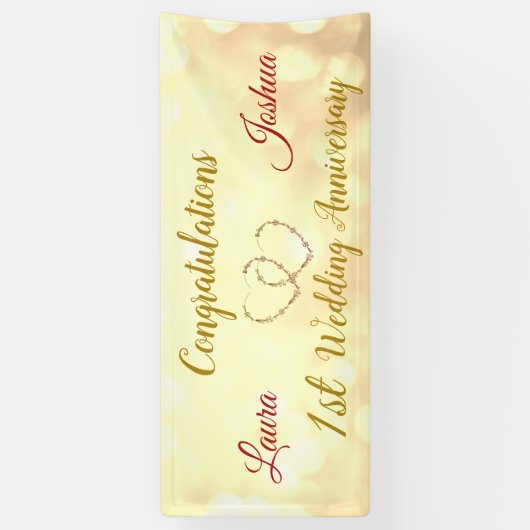 Gepersonaliseerde 1e bruiloft Jubileum Banner (Verticaal)
