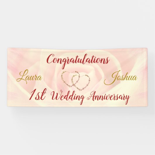 Gepersonaliseerde 1e bruiloft Jubileum Banner (Horizontaal)
