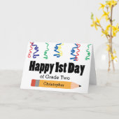 Gepersonaliseerde 1e dag van de 2e klas kaart (Gele Bloem)