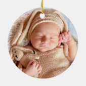 Gepersonaliseerde 1e kerst sneeuwpop met foto keramisch ornament (Achterkant)