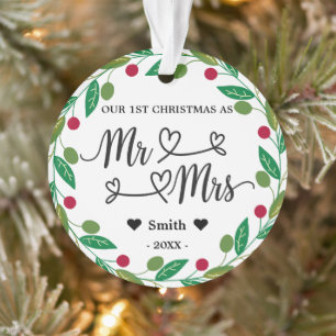 Gepersonaliseerde 1e Kerstmis als Mr & Mrs Foto Ornament