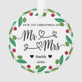 Gepersonaliseerde 1e Kerstmis als Mr & Mrs Foto Ornament (voorkant)