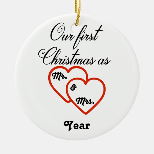 Gepersonaliseerde 1e Kerstmis als Mr & Mrs Ornamen Keramisch Ornament (Voorkant)
