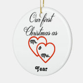 Gepersonaliseerde 1e Kerstmis als Mr & Mrs Ornamen Keramisch Ornament (Links)