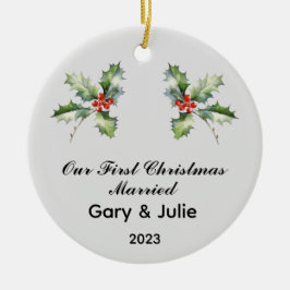 Gepersonaliseerde 1e Kerstmis Getrouwd Keepsake Keramisch Ornament