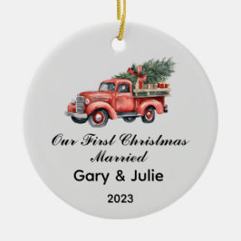 Gepersonaliseerde 1e Kerstmis Getrouwd Keepsake Keramisch Ornament