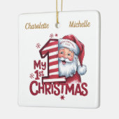 Gepersonaliseerde 1e Kerstmis meisje-jongen Santa Keramisch Ornament (Links)