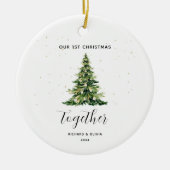 Gepersonaliseerde 1e Kerstmis Samen Paar Gift Keramisch Ornament (Voorkant)