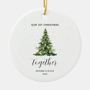 Gepersonaliseerde 1e Kerstmis Samen Paar Gift Keramisch Ornament