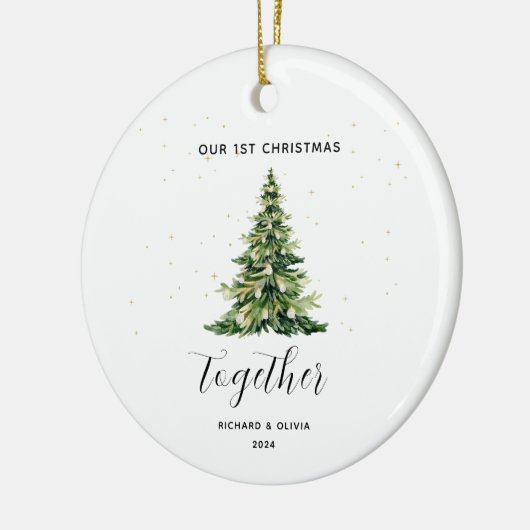 Gepersonaliseerde 1e Kerstmis Samen Paar Gift Keramisch Ornament (Links)
