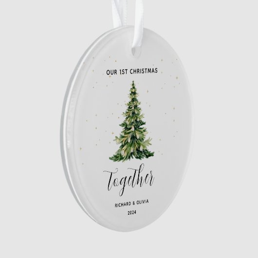 Gepersonaliseerde 1e Kerstmis Samen Paar Gift Ornament (voorkant)