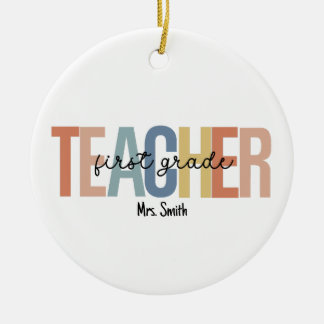 Gepersonaliseerde 1e klas leraar kerst keramisch ornament