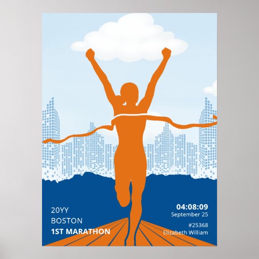 Gepersonaliseerde 1e Marathon Runner Gift Poster (Voorkant)
