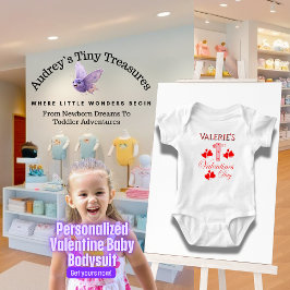 Gepersonaliseerde 1e Valentijnsdag Baby Bodysuit