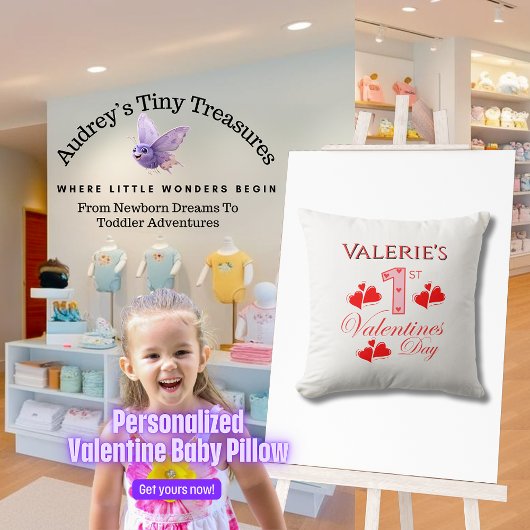 Gepersonaliseerde 1e Valentijnsdag Baby kussen