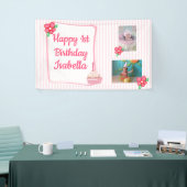 Gepersonaliseerde 1e Verjaardag Banner voor Meisje (Beurs)