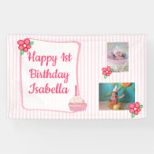 Gepersonaliseerde 1e Verjaardag Banner voor Meisje (Horizontaal)