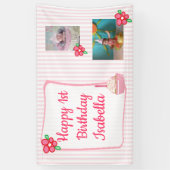Gepersonaliseerde 1e Verjaardag Banner voor Meisje (Verticaal)