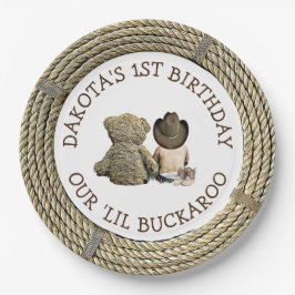 Gepersonaliseerde 1e verjaardag Cowboy thema Papieren Bordje