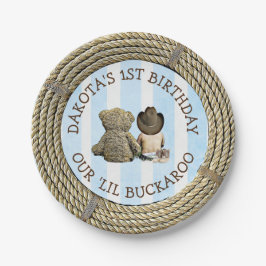 Gepersonaliseerde 1e verjaardag Cowboy Theme taart Papieren Bordje