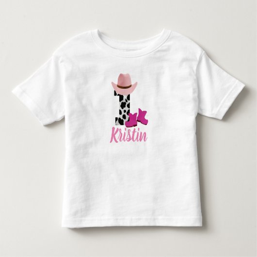 Gepersonaliseerde 1e Verjaardag Cowgirl Kinder Shirts (Voorkant)