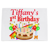 GEPERSONALISEERDE 1E VERJAARDAG FEEST CADEAU TAS GROOT CADEAUZAKJE (Voorkant)