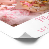 Gepersonaliseerde 1e Verjaardag Fototeken Roze Par Poster (Hoek)