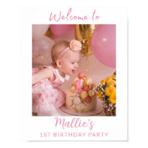 Gepersonaliseerde 1e Verjaardag Fototeken Roze Par