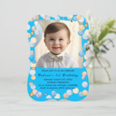 Gepersonaliseerde 1e verjaardag jongen foto kaart (Staand voorkant)