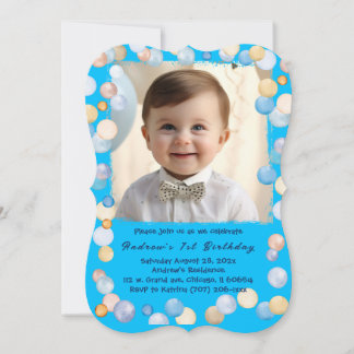 Gepersonaliseerde 1e verjaardag jongen foto kaart