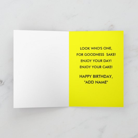 Gepersonaliseerde 1e verjaardag kaart (Binnen)