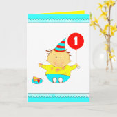 Gepersonaliseerde 1e verjaardag kaart (Gele Bloem)