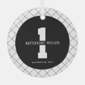 Gepersonaliseerde 1e Verjaardag Modern en Elegant Glas Ornament (Voorkant)